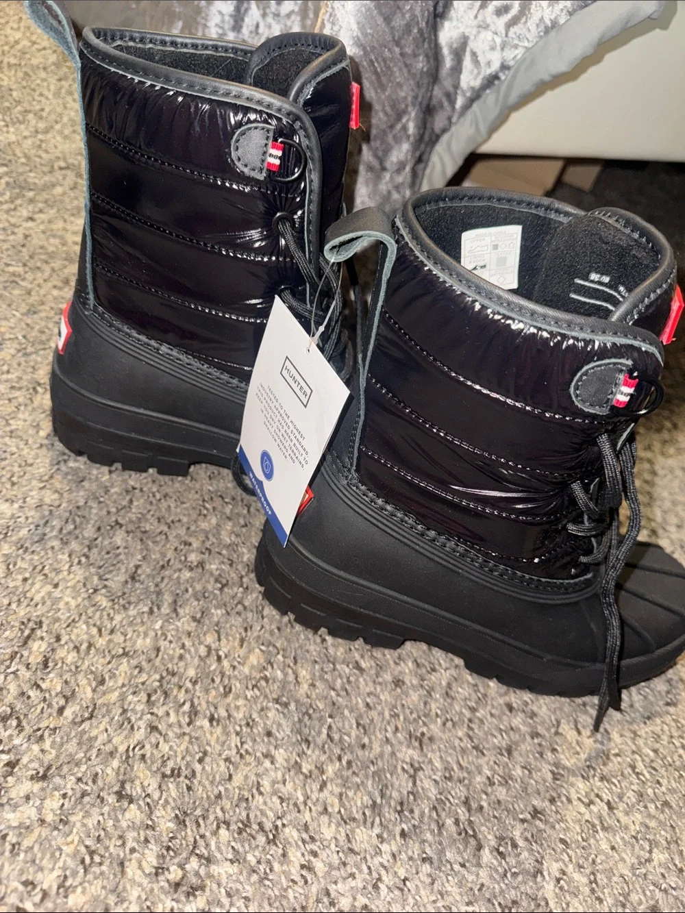 Hunter Black Lace-Up Waterproof Boot